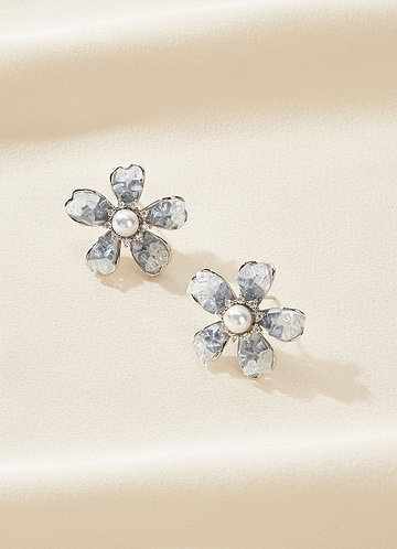 front Something Blue Flower Stud Earrings