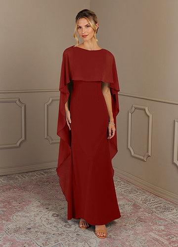 Azazie Dion Mother of the Brides Dresses Terracotta Sheath Scoop Stretch Crepe Dress image1