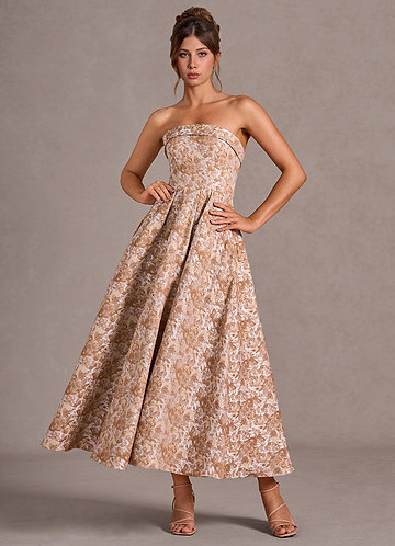 Emberlyn Brown Multi A-line Maxi Dress image1