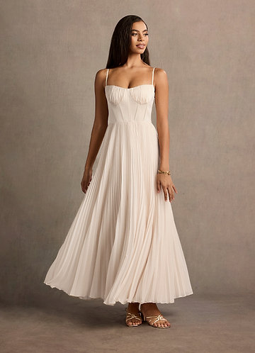 Anita Cream Pleated Maxi Dress image1