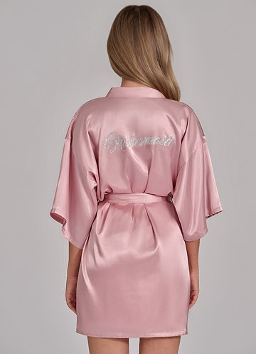 front Robe de demoiselle d'honneur en satin et strass