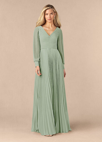 Azazie Zina Mother of the Brides Dresses Dusty Sage A-Line Pleated Chiffon Dress image1