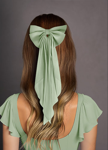 front Grampo de cabelo com laço de chiffon da mesma cor