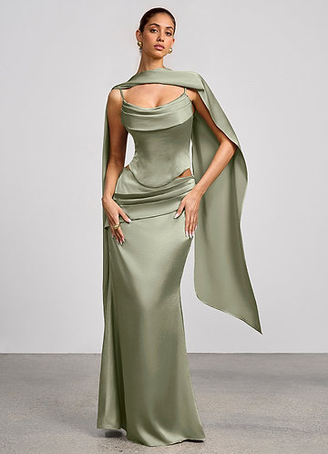 Vestido Salvia Polvorienta Largo Calista image1