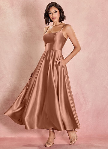 Elvie Antique Brass Lace-up Maxi Dress image1