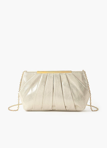 front Metallic Pleated Clutch