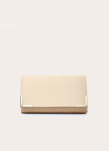 front Matching Color Matte Satin Envelope Clutch Bag
