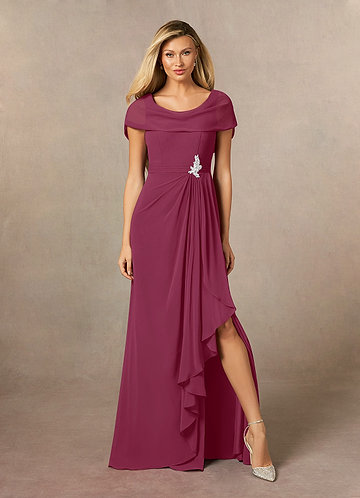 Azazie Mary Mother of the Bride Dresses Mulberry A-Line Side Slit Chiffon Dress image1