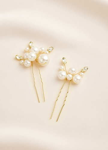 front Pearl Bead Clusters U-Shaped Hairpin Set