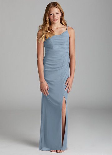 Azazie Deandra Junior Robe Fourreau en Maille Bleu Poussiéreux image1