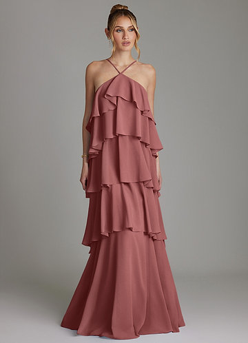 Azazie Deena Brudtärneklänningar Klä av A-Linje i Chiffong Rynkad Ametist image1