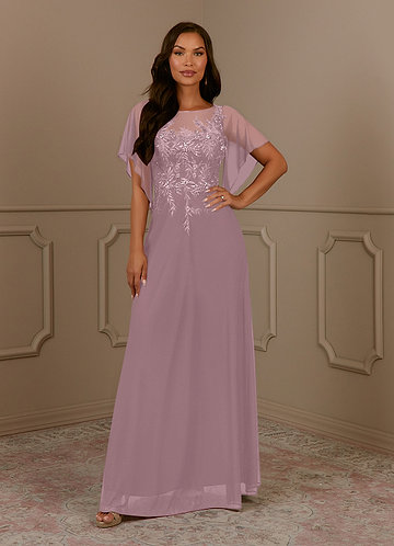 Azazie Cavell Mother of the Brides Dresses Dusty Rose A-Line Sequins Mesh Dress image1