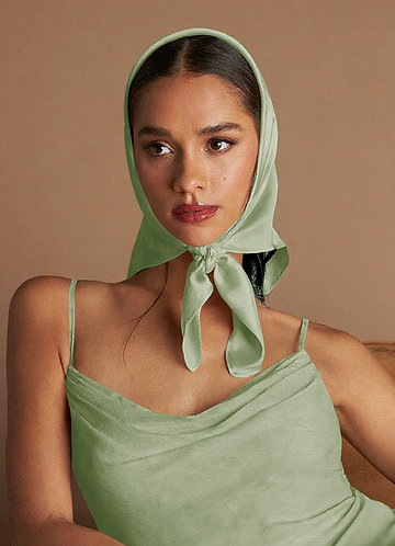 front Matching Color Stretch Satin Scarf