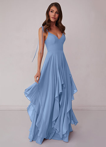 Barbie ♥ Azazie Bridesmaid Dresses V-neck Chiffon Tiered A-line Dress image1 0