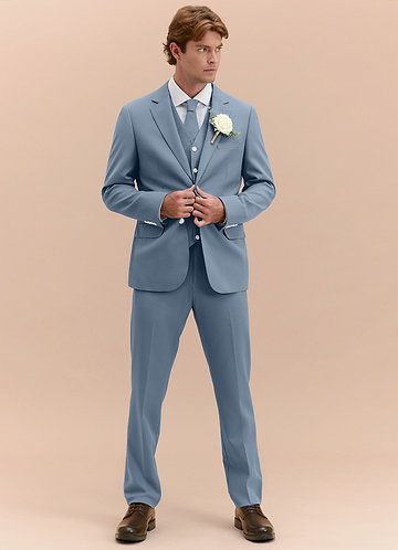 front James Dusty Blue Structured Stretch 3-piece suit