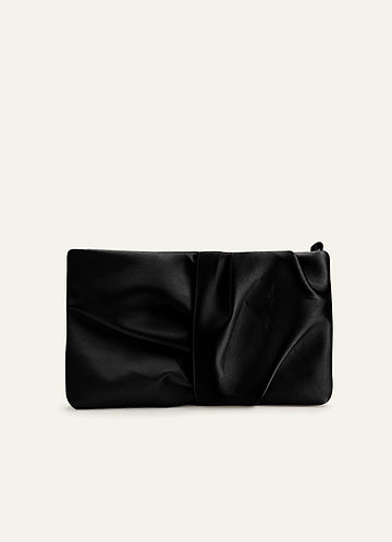 front Pleated Satin Crossbody Bag
