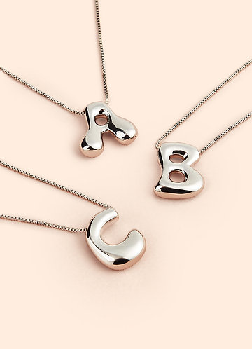 front Bubble Letter Pendant Necklace