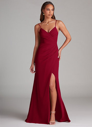 Maci Merlot Sheath Pleated Chiffon Dress image1
