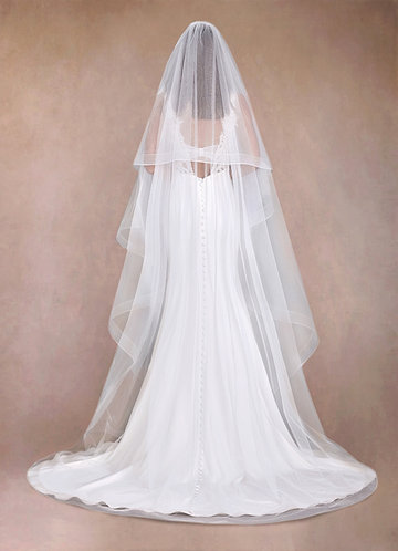 front Richelle Chapel Length Veil With Blusher 0