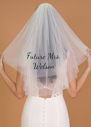front Lilith Personalized Shoulder Length Veil With Blusher