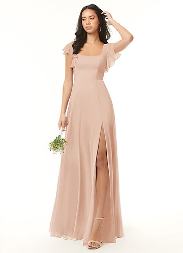 Azazie Bondi Bridesmaid Dresses English Rose A-Line Ruffled Chiffon Dress image1