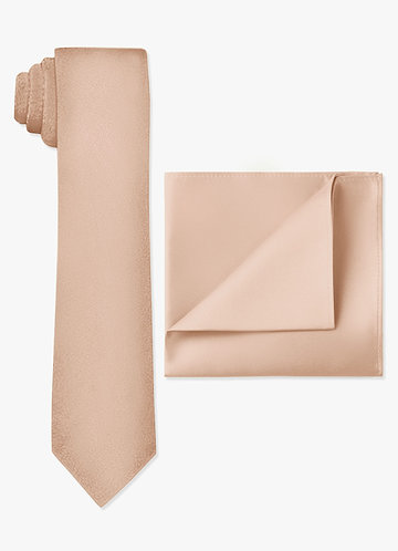 front Matte Satin Skinny Tie and Pocket Square Set