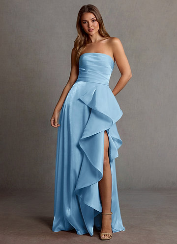 Kalista Mint Blue Satin Faced Chiffon Prom Dress image1