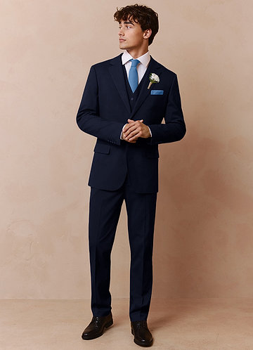 Savile Navy Blue Wool Blend 3-Piece Suit