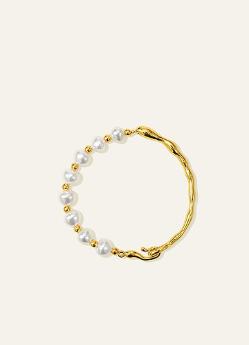 front Organic Gold & Pearl Bracelet