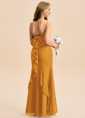 Azazie Lioren Junior Robe Sirène en Mousseline de soie Arc Caramel écossais image1