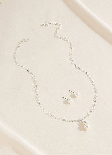 front Elegant Pearl Drop Jewelry Set