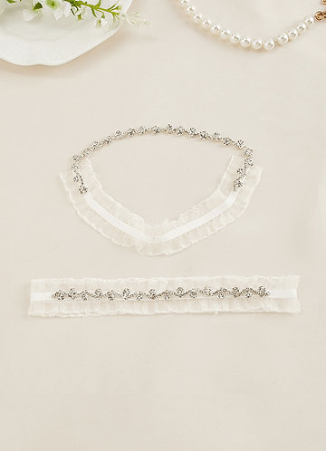 front Crystal and Ruffle Two-Piece Garter Set