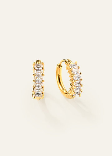 front Boucles d'oreilles créoles minimalistes rétro françaises plaquées or 18 carats