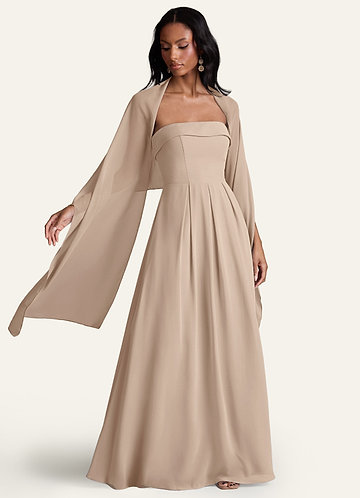 Azazie Norah Taupe Chiffon Bridesmaid Dresses | Azazie
