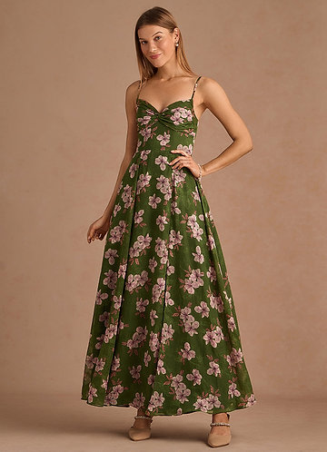 Vestido Verde Floral Largo Amorelle image1