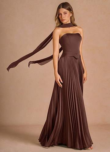brown maxi dress uk Arra Chiffon And Lace Halter Maxi Dress - Cacao Brown