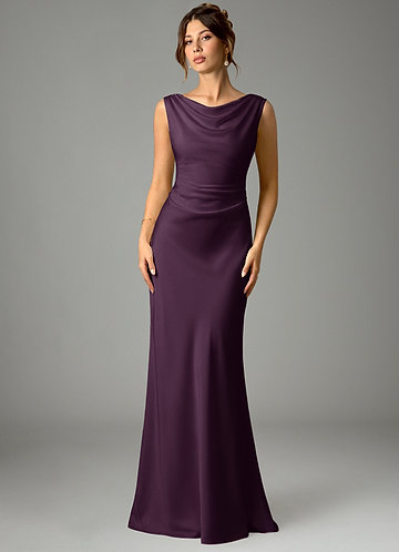 Kieryn Bridesmaid Dresses Plum Mermaid Pleated Stretch Satin Dress image1
