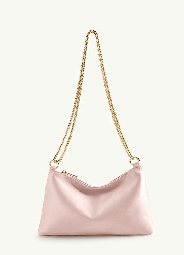 front Matching Color Metallic Satin Adjustable Shoulder Bag