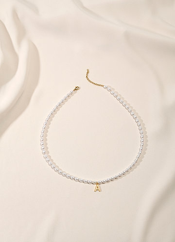 front Letter Pearl Necklace