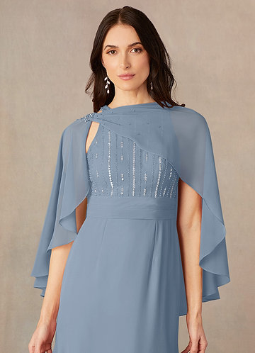 front Azazie Matching Color Chiffon Asymmetrical Wrap