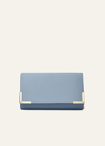 front Matching Color Matte Satin Envelope Clutch Bag