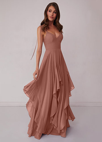 Barbie ♥ Azazie Bridesmaid Dresses V-neck Chiffon Tiered A-line Dress image1