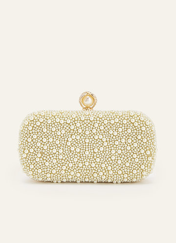 front Pearl Adorned Clutch