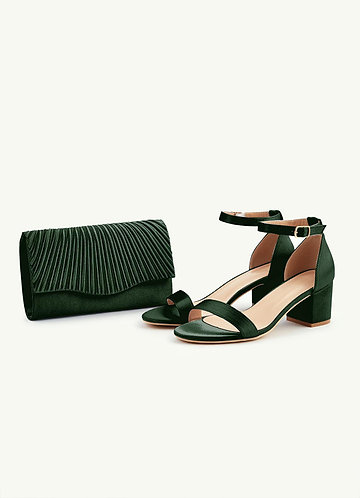front Matching Color Metallic Satin Sandals Envelope Clutch Set