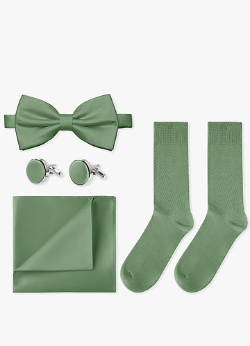 front Matching Bow Tie & Pocket Square & Cuff Links & Socks Set