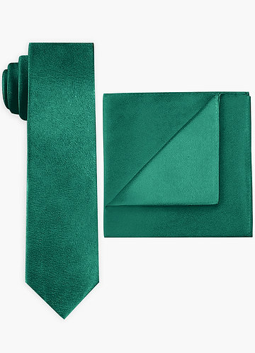 front Metallic Satin Wide Tie and Pocket Square Set