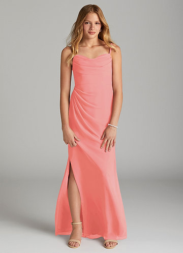 Azazie Mai Junior Vestido Coral de Chiffon de Bainha com Plissado image1