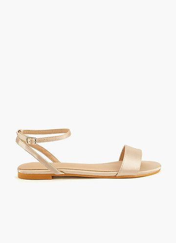 front Sandales plates à bride cheville en satin