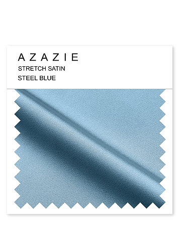 front Azazie Steel Blue Stretch Satin Swatch 0