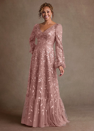chinese dress ladies AZAZIE Blush Chiffon Maxi Dress with Flutter Sleeves main image 1